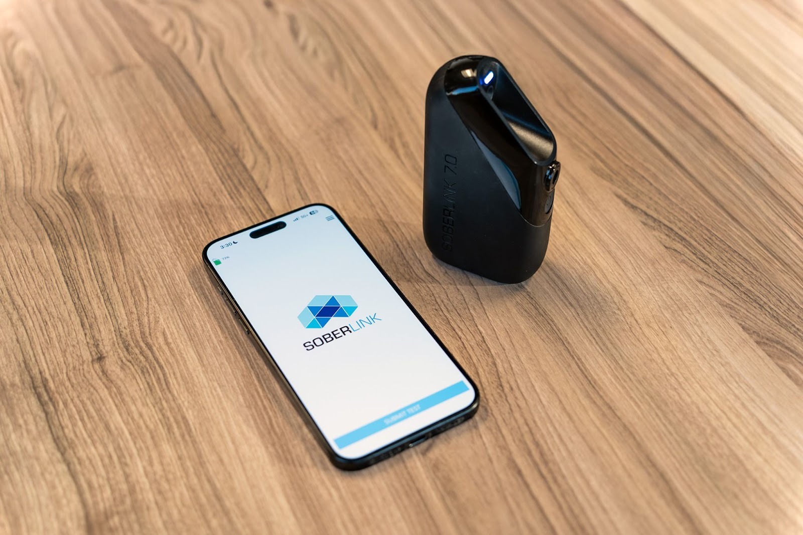 A Soberlink device and phone.