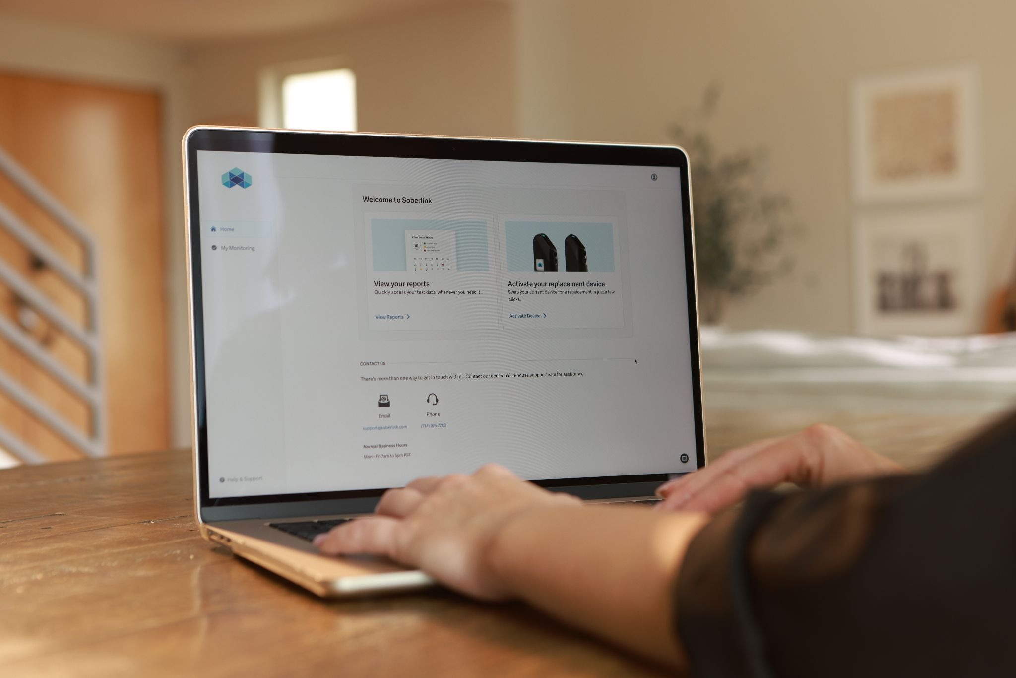 A computer screen displaying Soberlink's online portal.