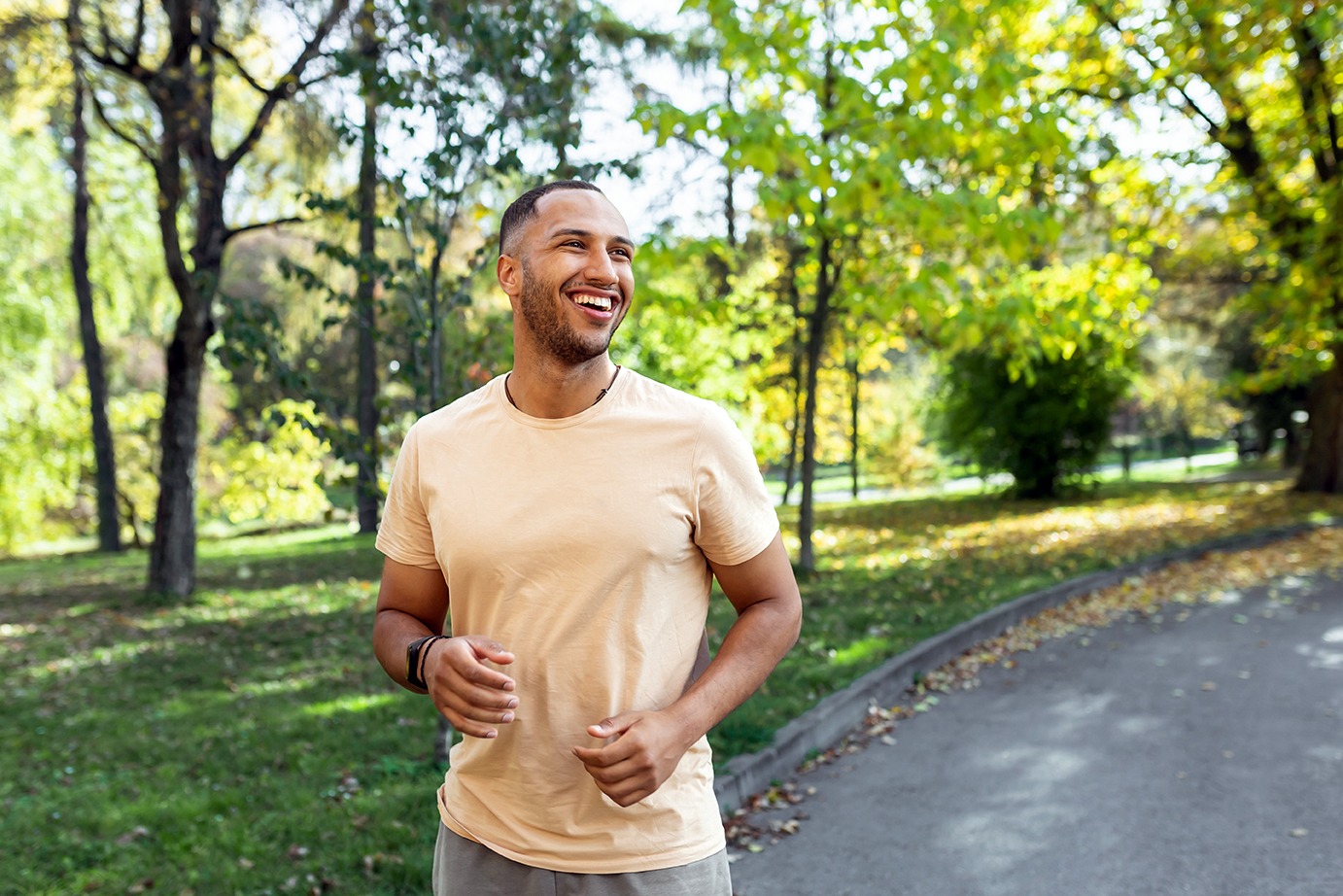 A man walking in nature.