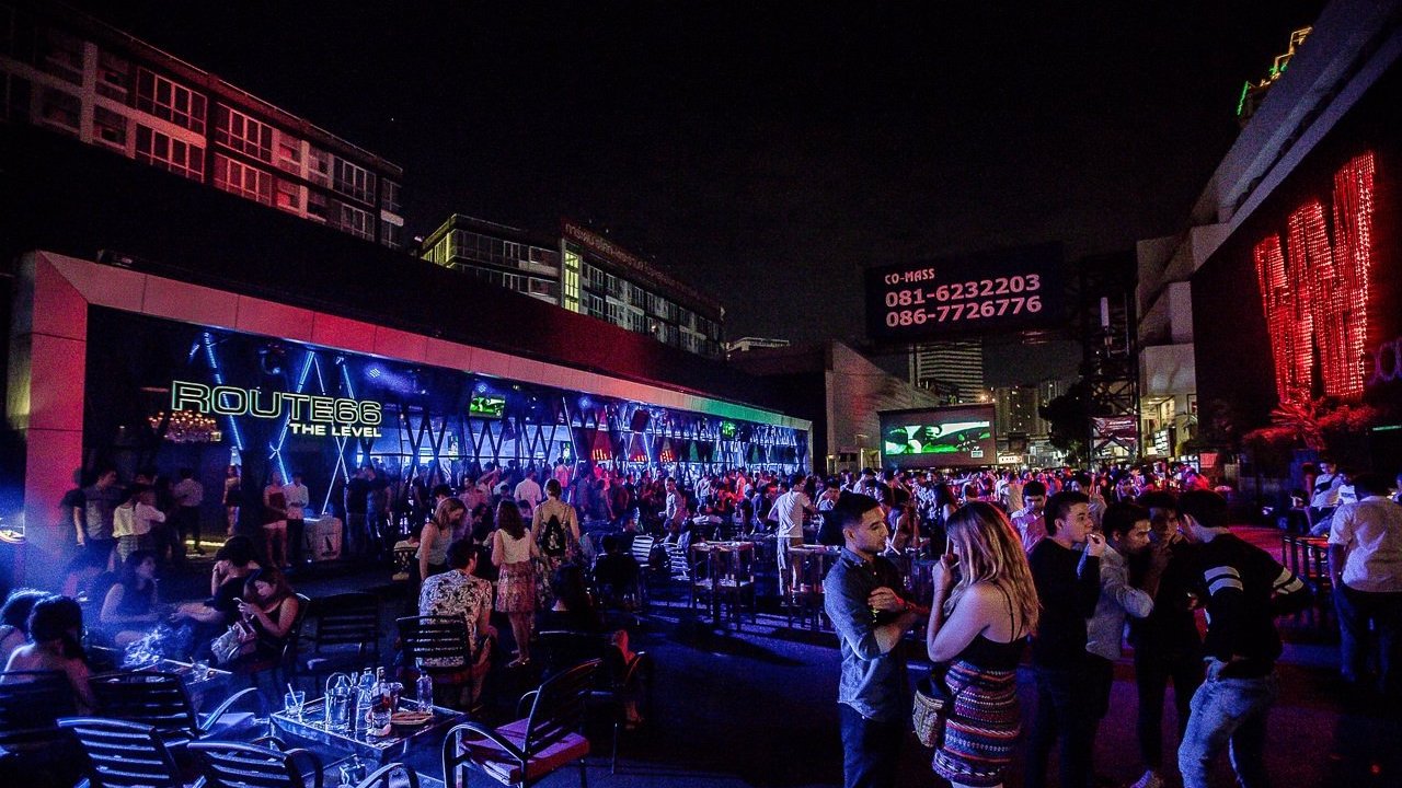 terrace of route 66 nightclub in RCA street in Bangkok