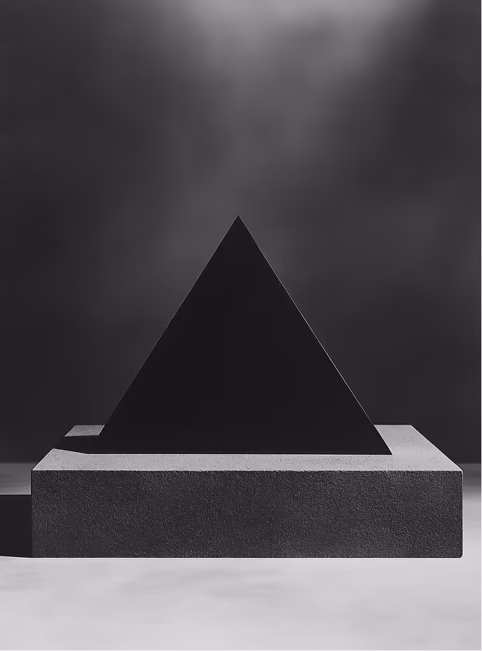 Photographie créée avec l'intelligence artificielle Midjourney d'un objet abstrait triangulaire