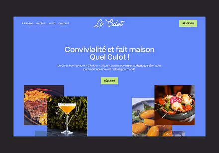 Webdesign de la hero section du site du restaurant le Culot à Lille
