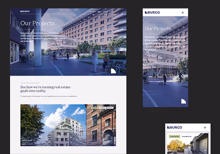 Webdesign responsive d'une page du site immobilier Burco.be