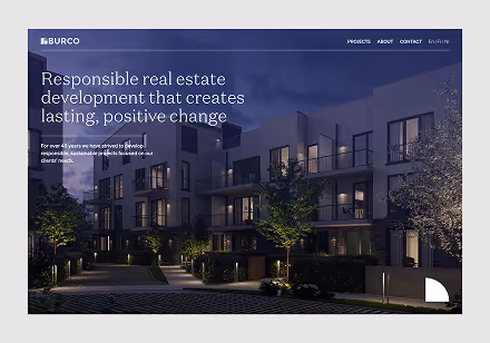 Webdesign du header d'une page du site immobilier Burco.be