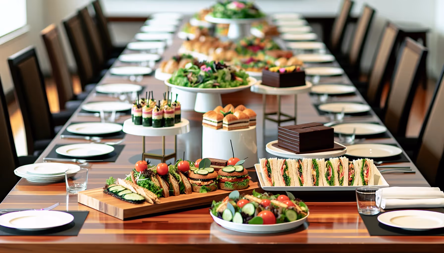 Catered lunch with a variety of delicious food options