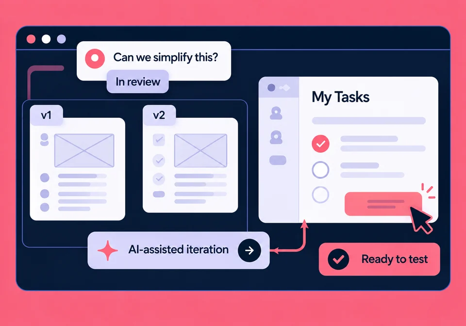 AI-assisted product iteration turns reviewed versions into a result ready to test