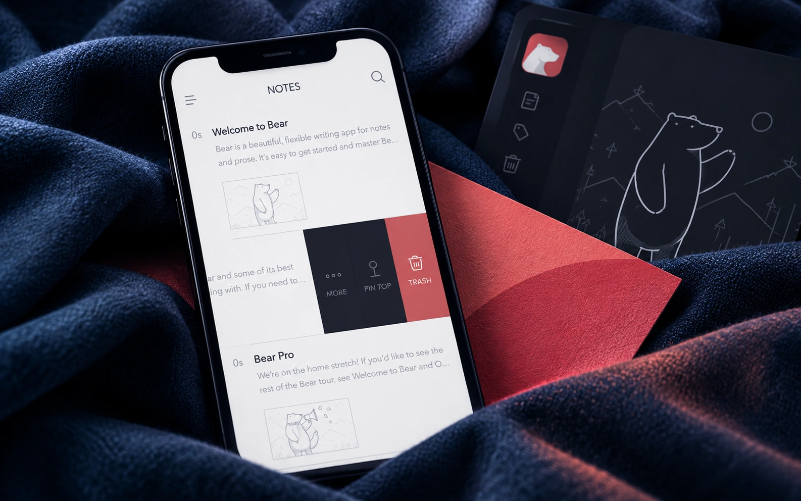 Bear notes app with a clean writing interface on mobile
