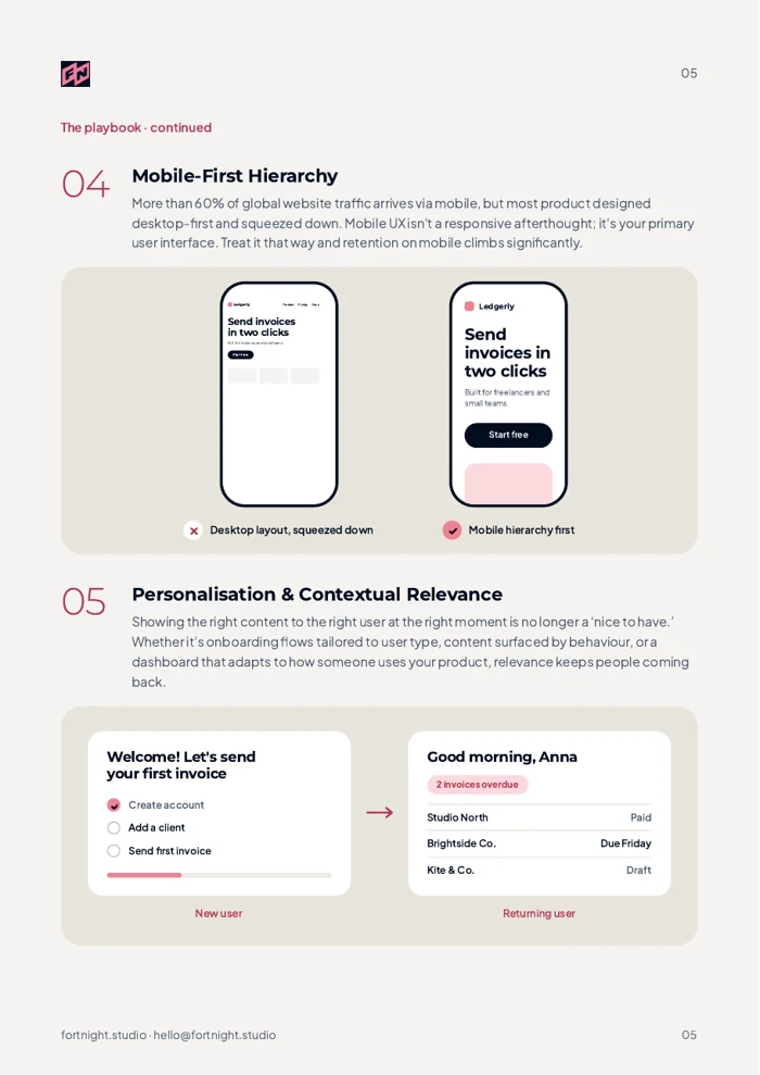 UX Retention Playbook: mobile personalisation