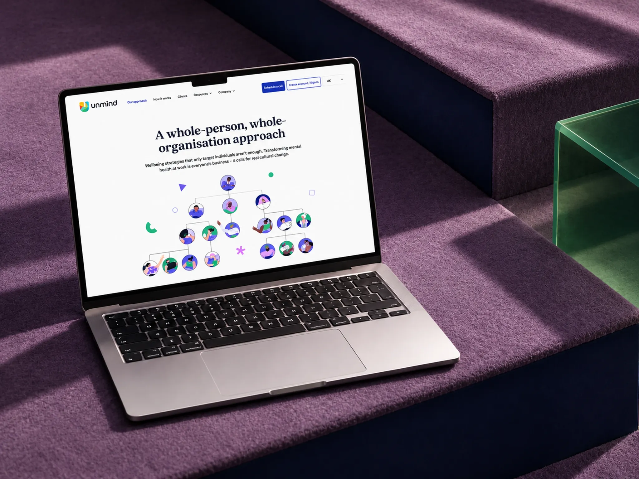 Unmind website displayed on a laptop
