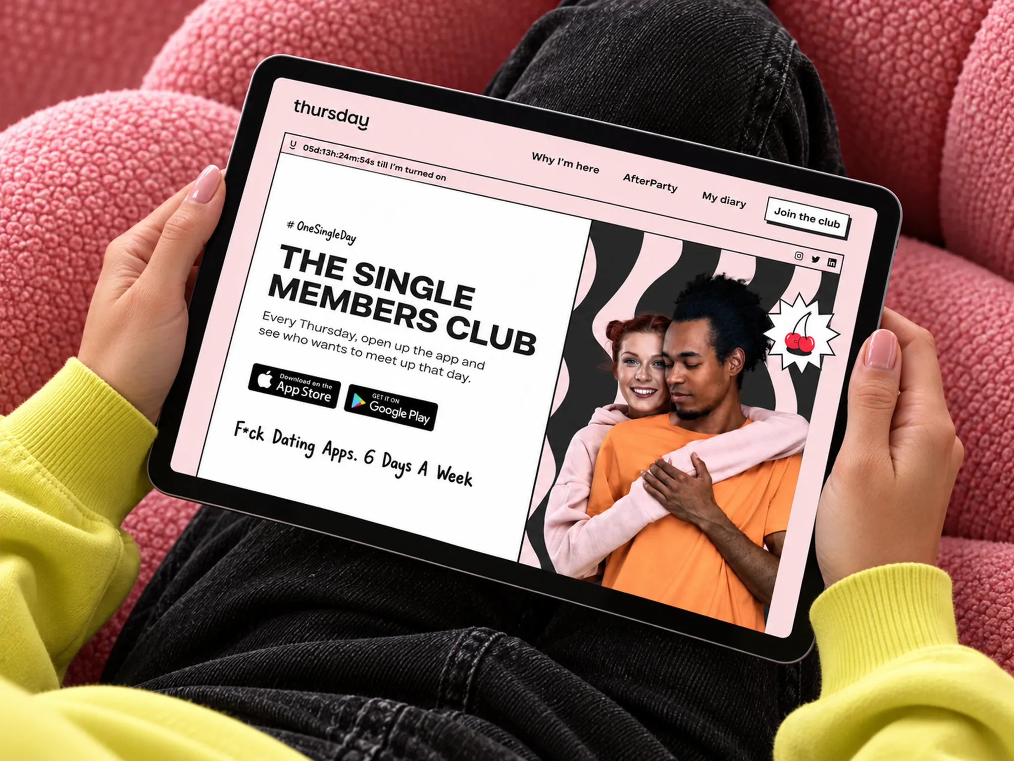 Thursday website displayed on a tablet