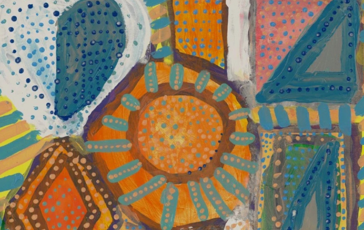 Multicolored circles and lines