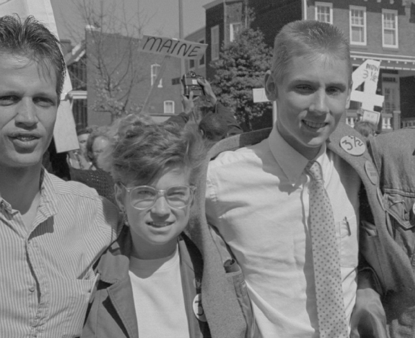 Black and white photo of students