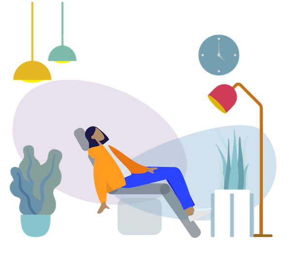 illustration of a woman getting her teeth checked up