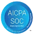 Sceau SOC circulaire bleu de l'AICPA avec la mention « Conçu pour répondre aux critères des services de confiance ».