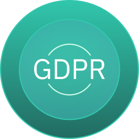 GDPR logo with circular arrows representing data protection and privacy.