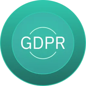 GDPR logo with circular arrows representing data protection and privacy.