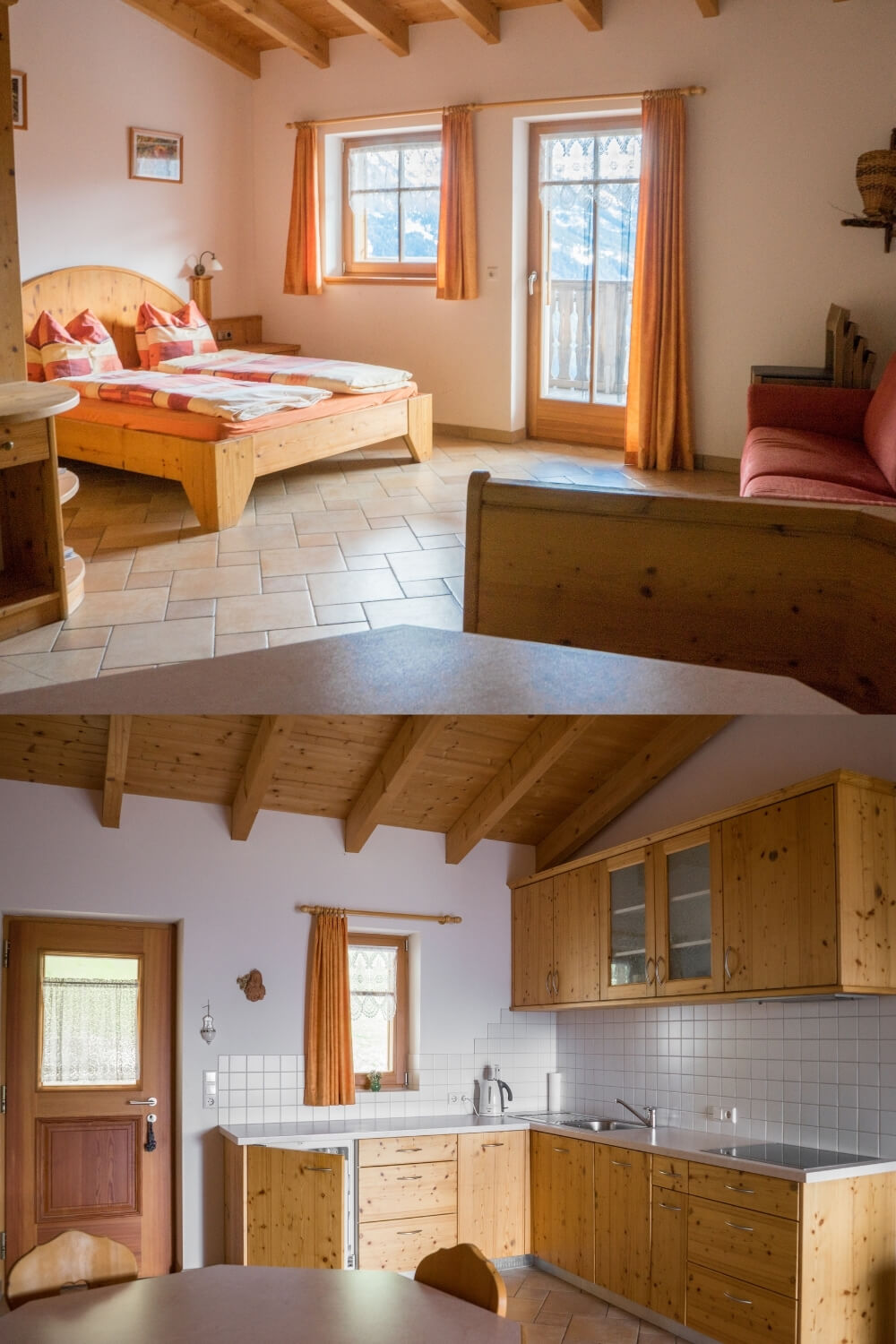 Ferienwohnung Südtirol, Ferien in Taufers, Ferien im Obervinschgau, Holz, Holzmöbel, Urlaub auf dem Bauernhof, Bergbauernhof, Urlaub in Südtirol, Ausstattung, traumhafter Blick, Ferienwohnung mit Sonnenbalkon, Ferienwohnung mit Panoramablick, Ferienwohnung in ruhiger Lage