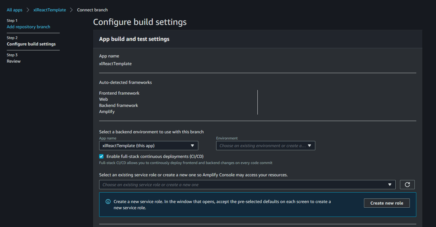 seleccionar aplicación en el enviroment(dev)