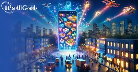 Abstract showing the many facets of modern food delivery.