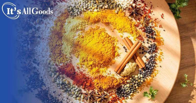 Plate with a spiral of different spices