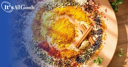 Plate with a spiral of different spices