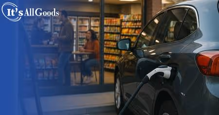EV being charged while customers drink coffee in c-store.