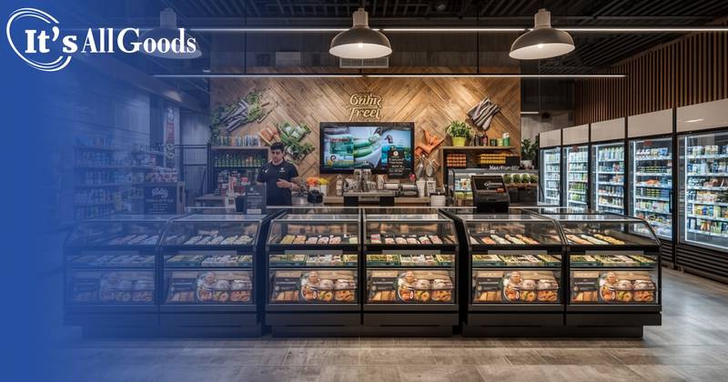 A futuristic vision of vision of grab and go food service.