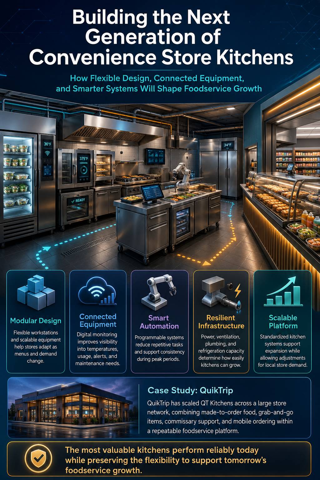 Infographic describing the attributes of the next generation of convenience store kitchens.