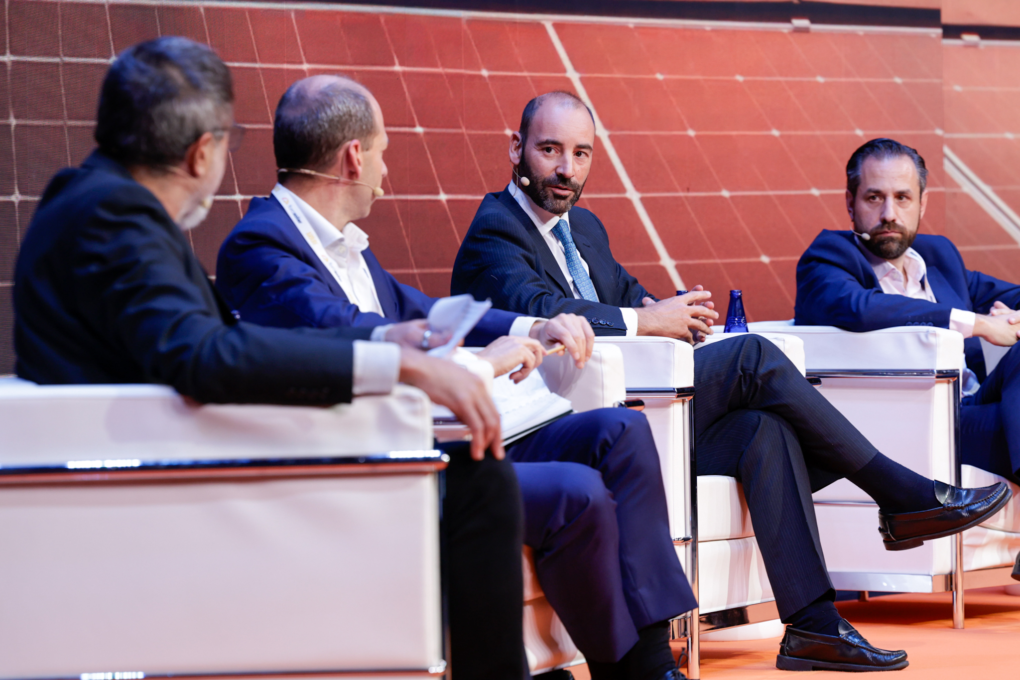 Placido speaking on the panel at Foro Solar in Madrid