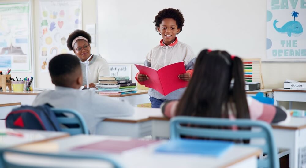 African-American child using learning materials that promote equity