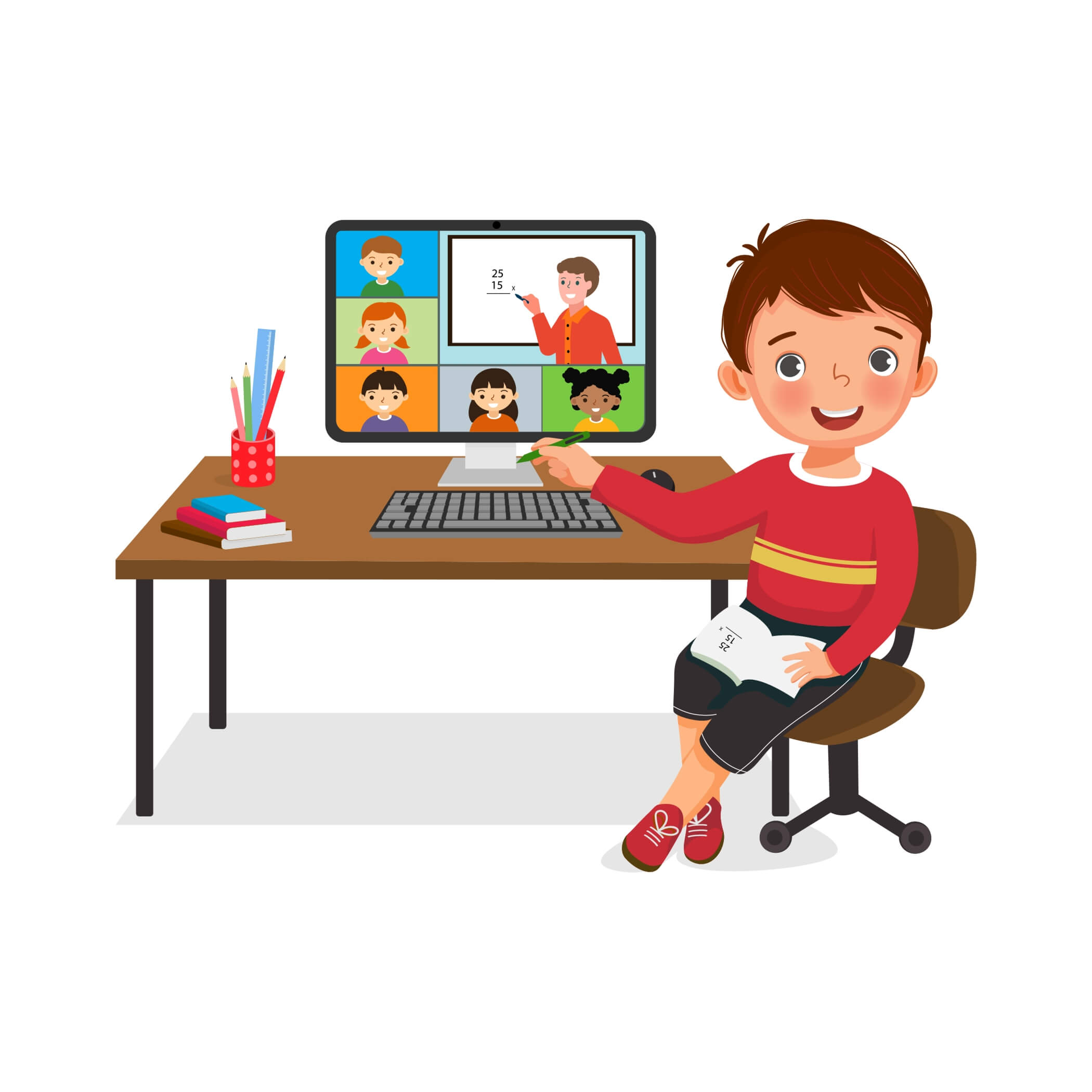 student taking livestream online class