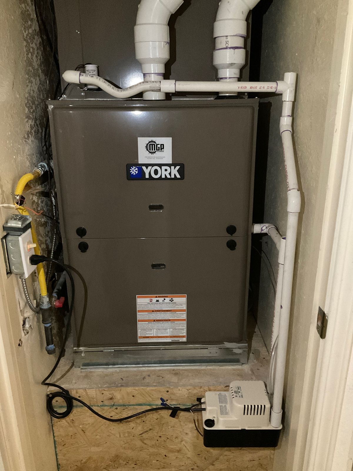 Gas line connection on York furnace by MGP Mechanical in Albuquerque