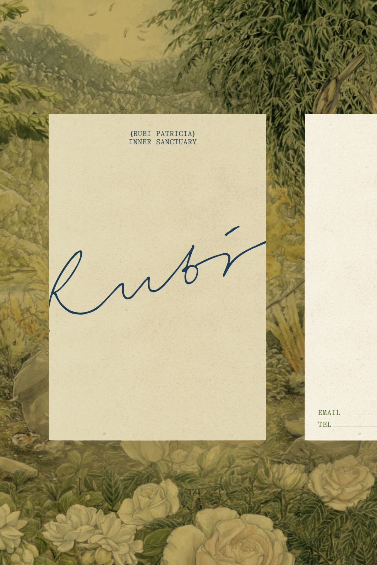 Script business card design for illustrator and artist Ruby designed by Jo ChunYan