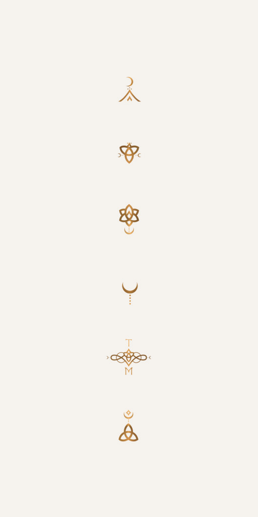 Branding with icons set based on the Reuleaux triangle for a witch, naturopath and herbalist brand by Jo ChunYan