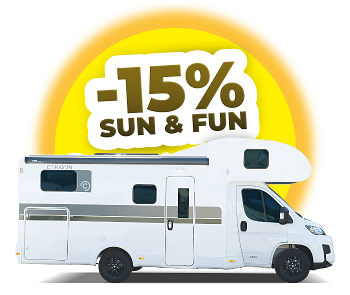 15% Sun & Fun Rabatt Batch with corigon mobile home