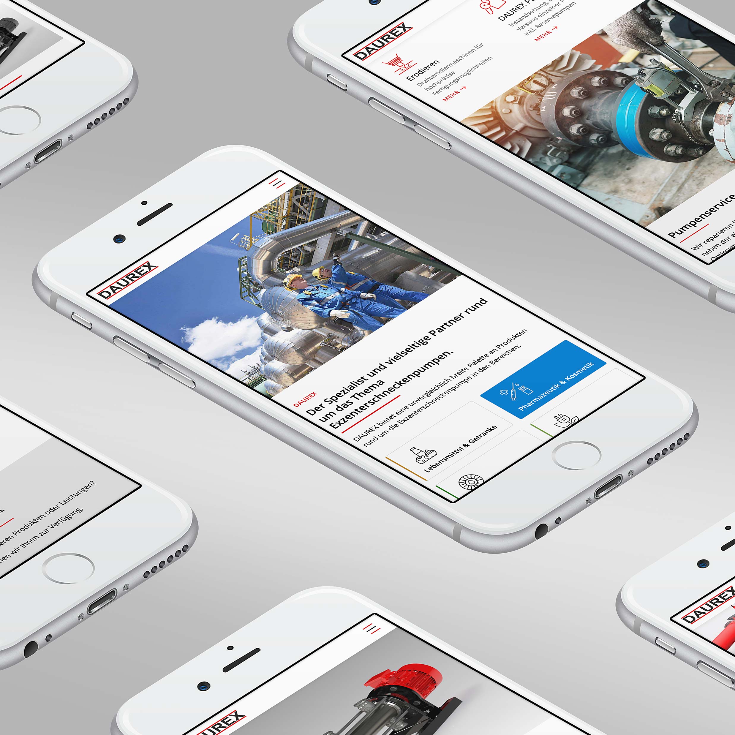 Projekt Mobile Website der DAUREX GmbH auf mehreren Smartphones