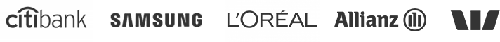 Logos for citibank, Samsung, L'Oreal, Allianz and Westpac