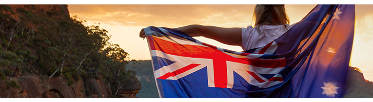 British expat abroad with australia flag