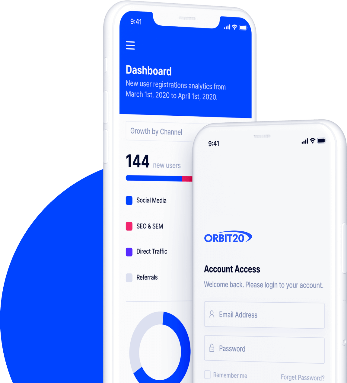 orbit20 mobile app mockup