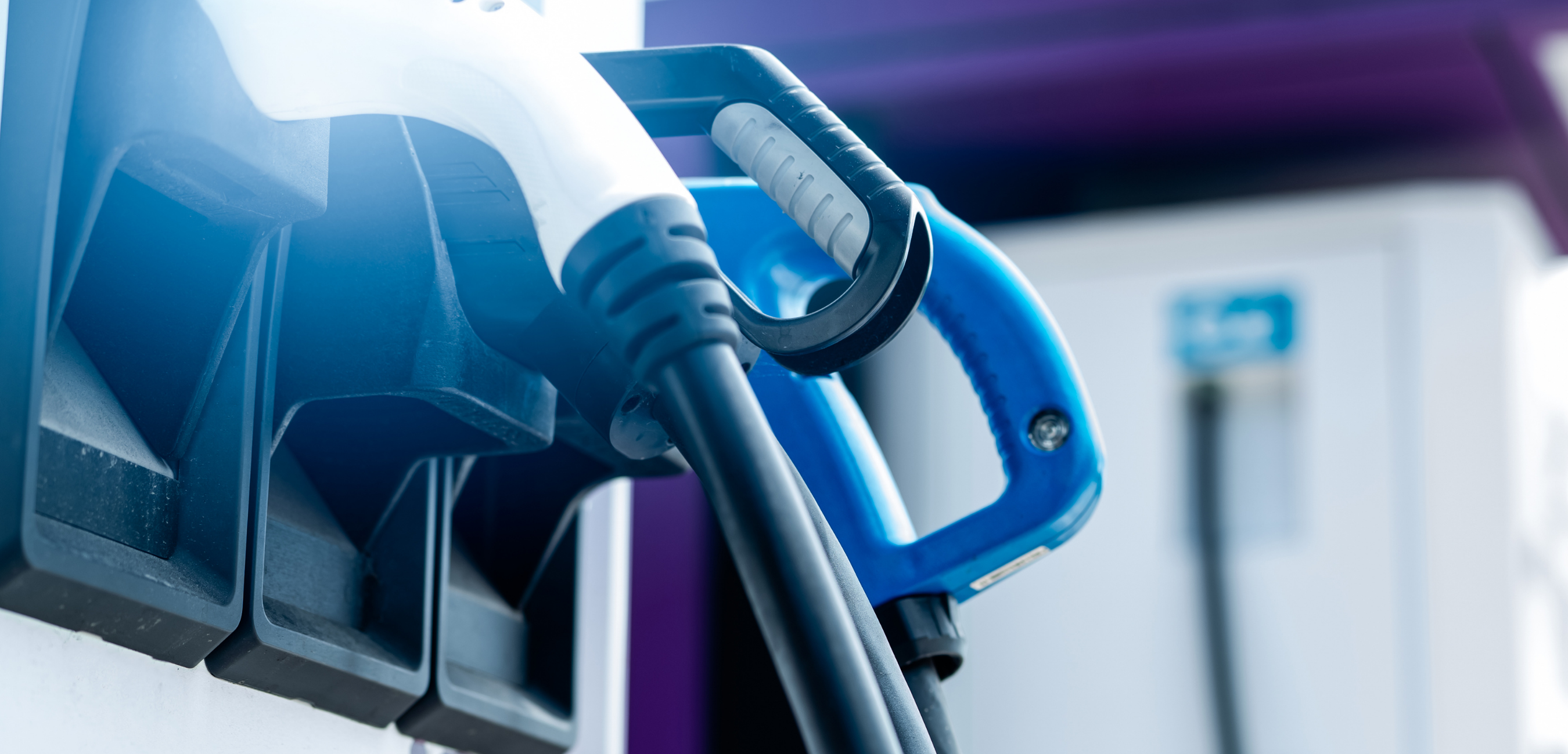 A public charging station for plug-in electric vehicles.