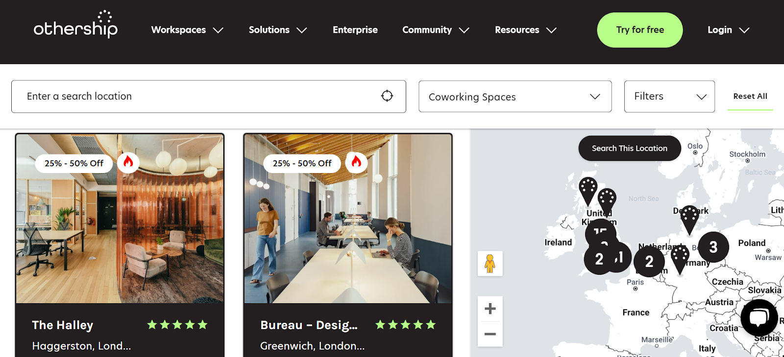 A screenshot of Othership’s booking page