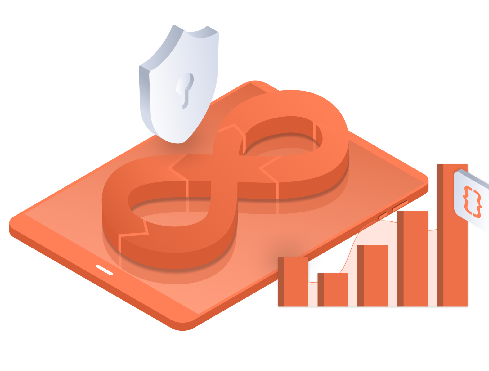 Visual representation of a DevOps infinity loop, shield icon, and metrics dashboard, illustrating secure, automated pipelines built on platform engineering principles.