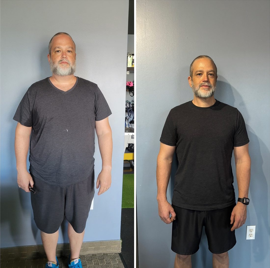 Before and after: men's weight loss and body recomposition at UTG Personal Training, Westwood NJ