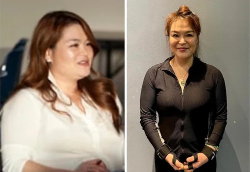 Client before and after, 45 lb weight loss