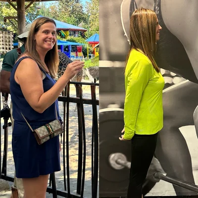 Client before and after, 40 lb weight loss