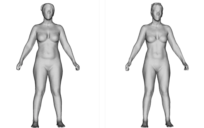 Fit3D body scan comparison of the same client three months apart
