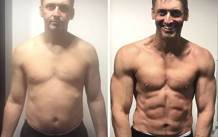 Mens before and after body recomposition at UTG Personal Training in Westwood, NJ