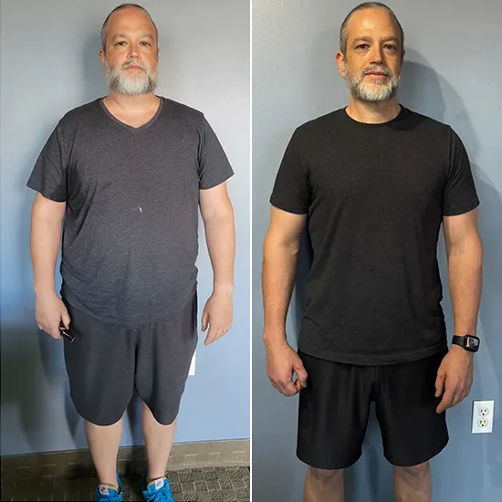 Mens weight loss transformation at UTG Personal Training in Westwood NJ