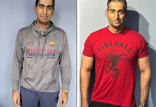 Men's before and after weight loss transformation with 1-on-1 personal training in Bergen County NJ