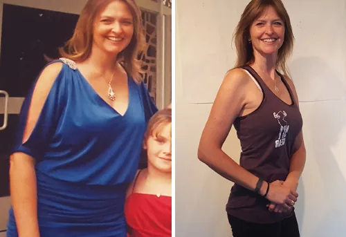 Ellen before and after, 40 lb down with UTG Personal Training in Westwood NJ